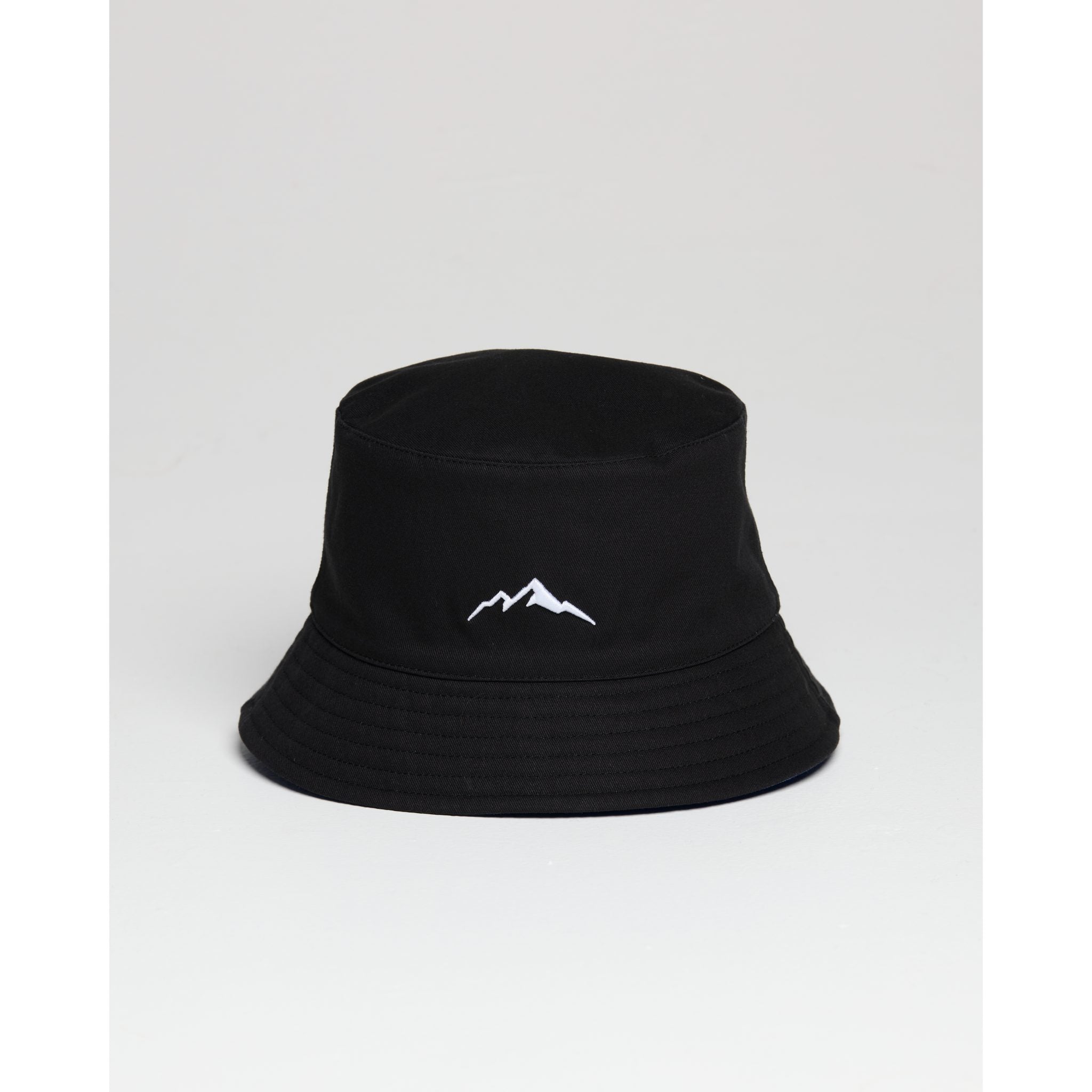 Essential UPF Reversible Bucket Hat in Black and Blue with UPF branding on both sides