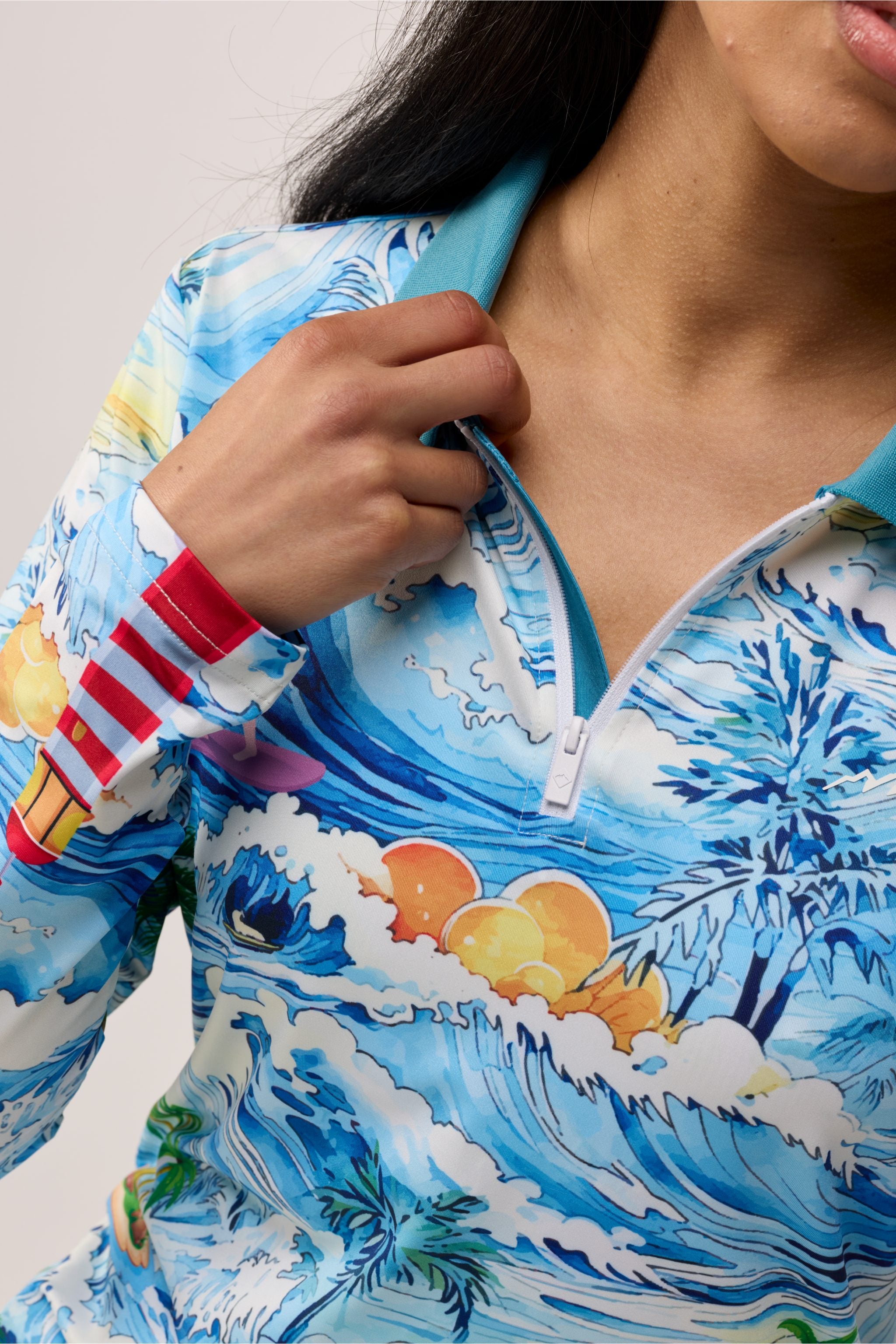 Wave Chaser Long Sleeve Polo print detail
